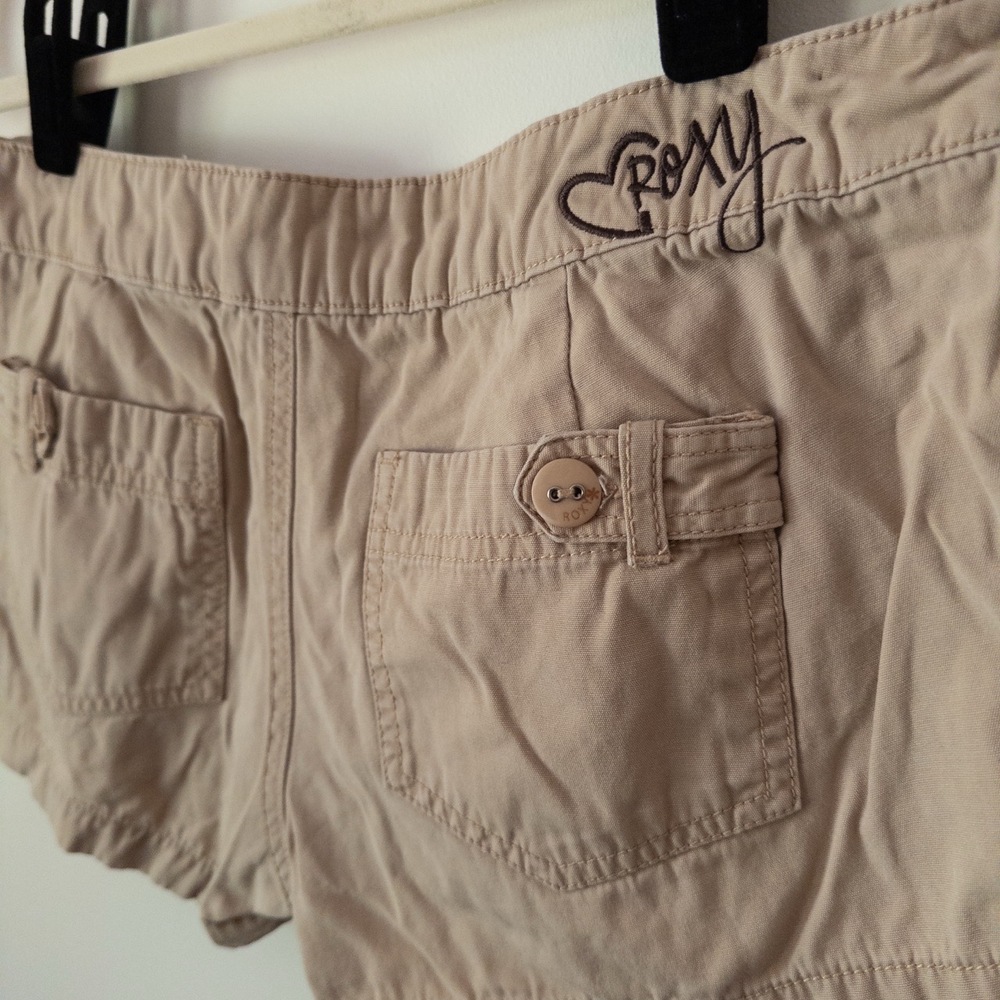 Y2K Low Rise Micro Short Roxy Tan Womens S Khaki Surf Skate 2.5” Inseam Beach - Picture 6 of 9